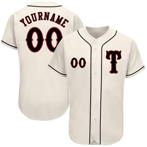 

custom cream black-red authentic baseball jersey, Blue;black