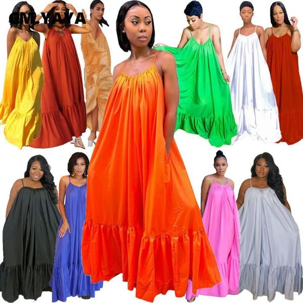 

casual dresses cmyaya women summer long maxi dress sleeveless strap loose beach party night club bandage female s-5xl vestido, Black;gray