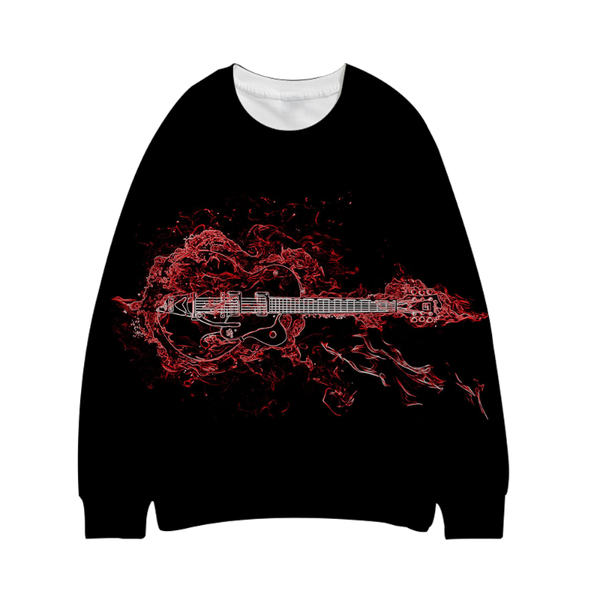 

men's hoodies & sweatshirts 2021 autumn winter sweater 3d printed pullover sportswear long sleeved casual guitar logo, Black