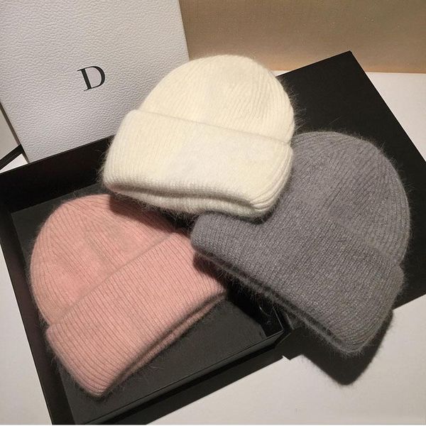 

beanies autumn winter hat real fur cap women fashion warm hats casual solid caps cover head