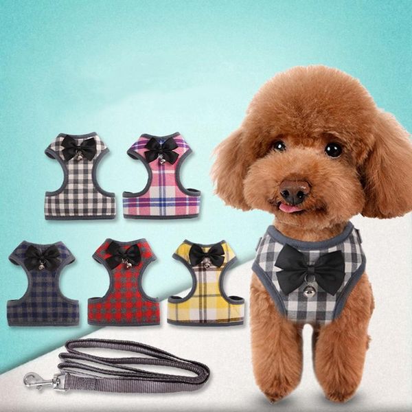 

dog collars & leashes cute harness and leash set nylon mesh pet puppy lead cat collar clothes vest for small dogs cats kitten supplies