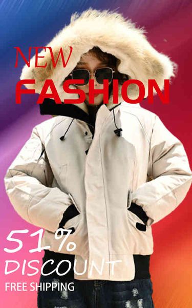 

winter parka outerwear mens womens real wolf fur hooded canada et coat hiver doudoune 90% white duck down coats go01, Black