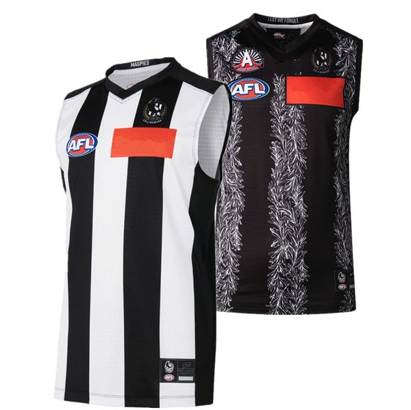 

collingwood magpi 2021/2022 afl guernsey mens rugby jersey size s--3xl( print custom name and number), White;black