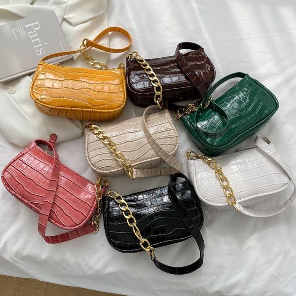 

evening bags 2021 trendy underarm bag pu leather crocodile pattern handbag chians crossbody for women elegant shoulder purses