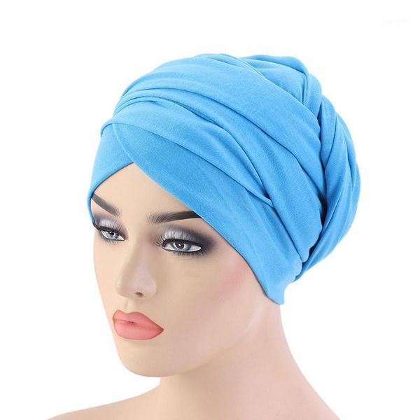 

helisopus women cotton elastic headscarf solid color long tail head wrap hat muslim headcover ladies hair accessories1