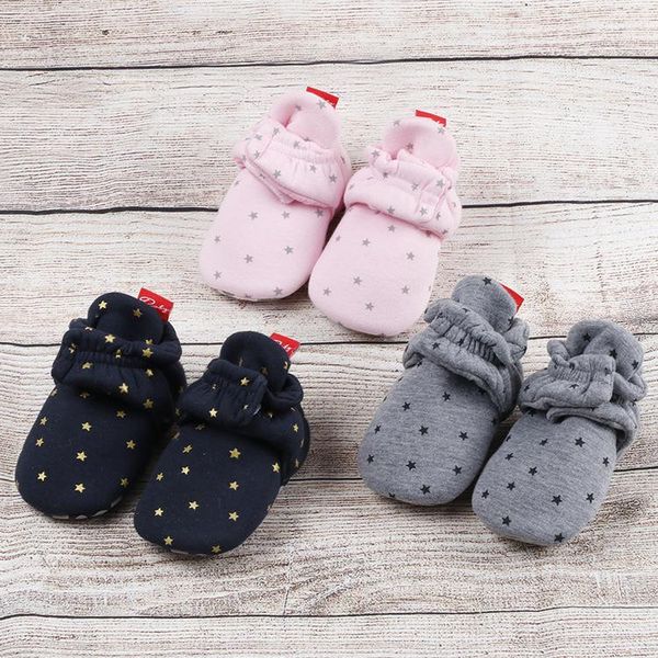 

star print born baby socks shoes boy girl toddler first walkers booties cotton soft anti-slip warm infant crib