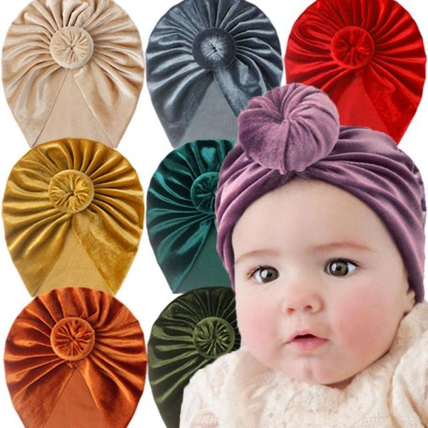 

caps & hats winter velvet hat for baby stretch turban knot head wrap india cap beanies snail dodut born hair accessories, Yellow