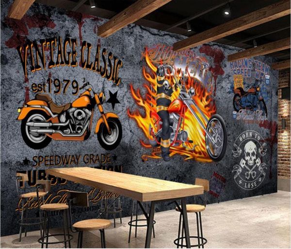 

wallpapers 3d wall murals wallpaper for living room european retro trend motorcycle bar background home decor po walls 3 d
