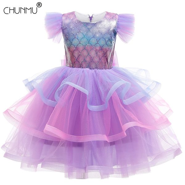 

year 3d floral baby princess dress for girl lace tutu elegant party wedding 's clothes 2 4 6 8 10 years 210508, Red;yellow