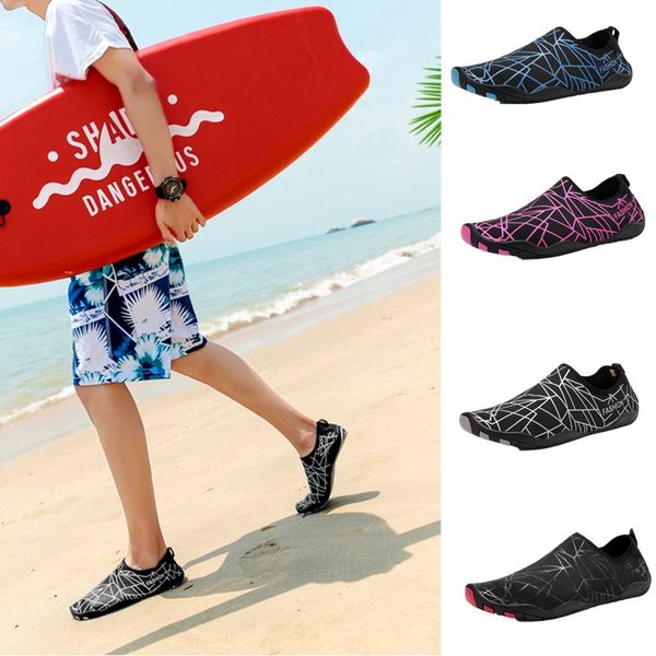 

lightweight aqua shoes for man woman outdoor quick dry swim water shoes striped colorful flat sock beach shoes zapatos hombre, Black