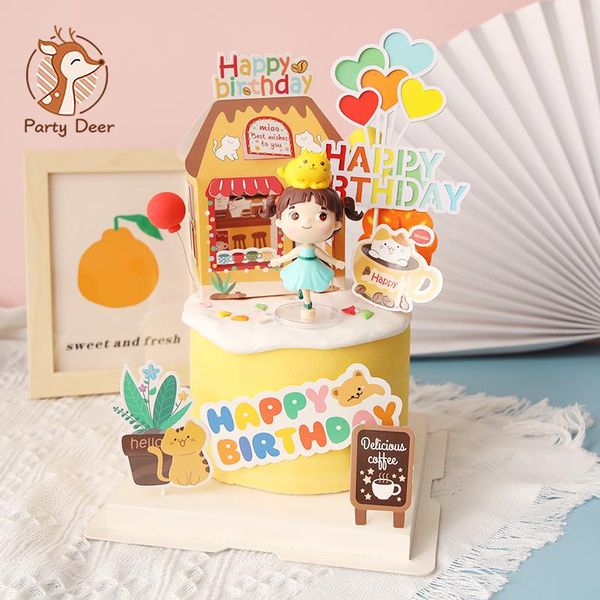 

other festive & party supplies cat girl balloon cake er for birthday decor house rainbow baking ladder baby shower dessert love gifts