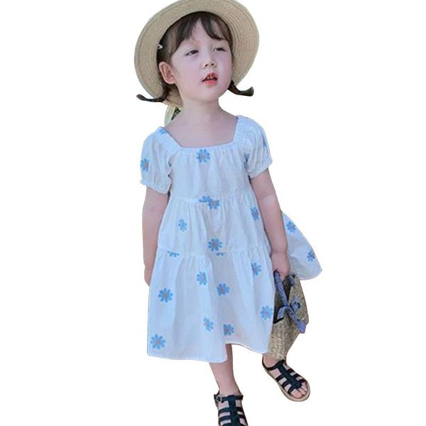 

girl's dresses toddler princess floral dress summer baby girl flower print short sleeve born infant kids casual wear, Red;yellow