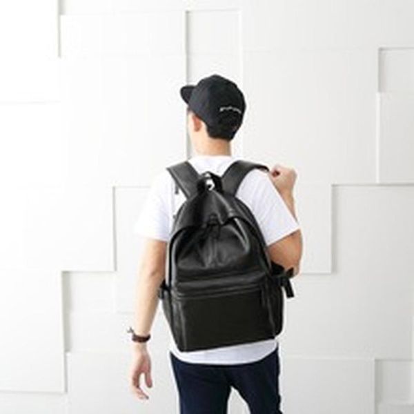 

backpack 2021 korean men's pu leather retro fashion large capacity travel