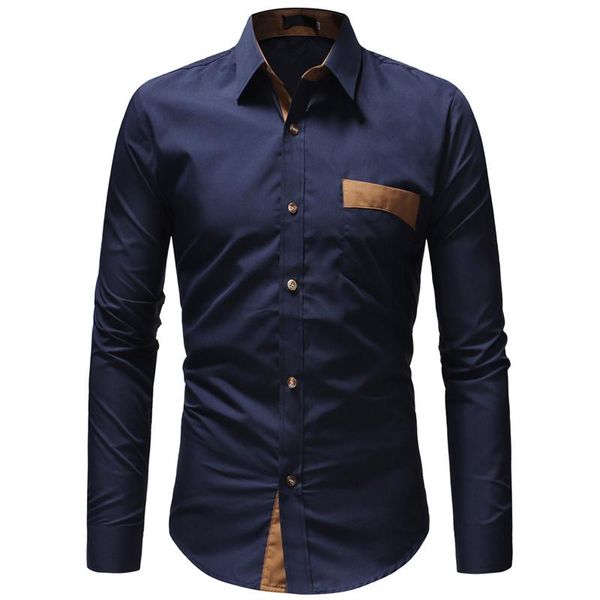 

men's casual shirts fashion men long sleeve shirt turn down collar slim fit mens dress, White;black
