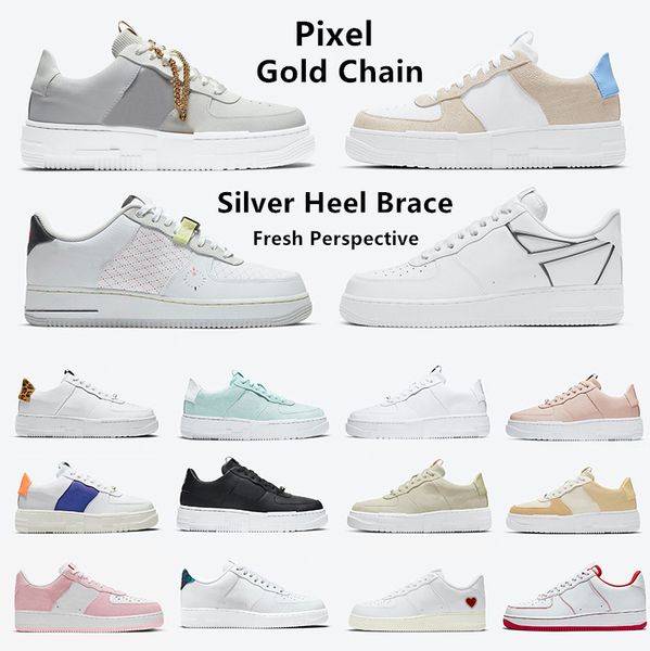 Seja gentil Pixel Gold Chain Low Mens Running Running Salmon Salmon Sail Plataforma Tan Snake