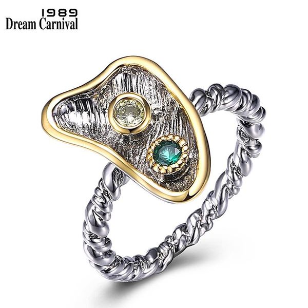 

cluster rings dreamcarnival 1989 arrivals super cute fashion for women twisted band green olivine zircon wholesale wa11606, Golden;silver