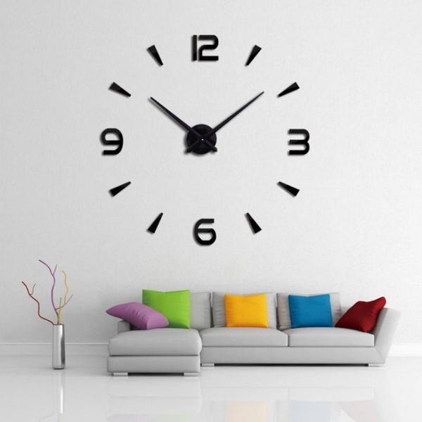 

wall clocks 3d diy large clock modern design big home decor digital acrylic mirror stickers living room horloge drop