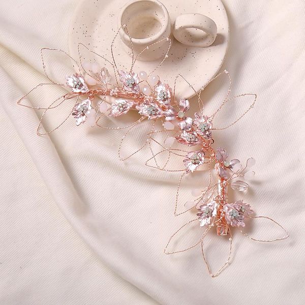 

hair clips & barrettes leaf wedding headbands silver color rose gold handmade hairbands for bride women accessories rhinestone long headwire, Golden;silver
