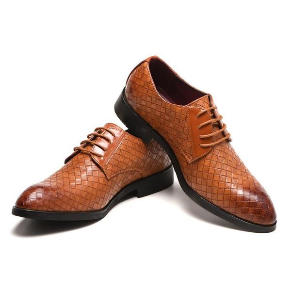 

dress shoes 2021 men gingham leather formal plus size 38-48 oxford fashion office casual, Black