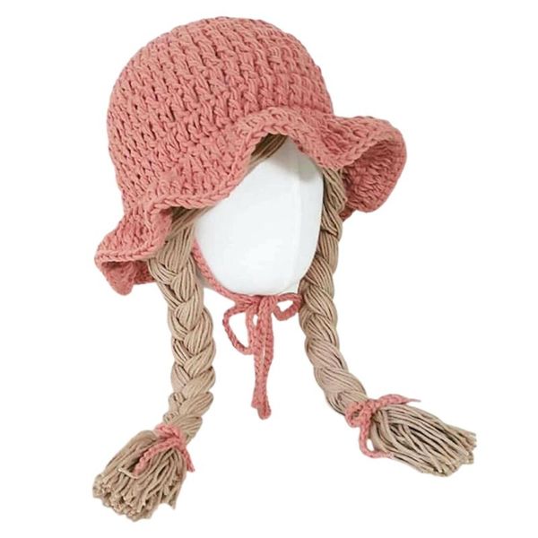 

caps & hats handmade knitted baby girls wig hat born wigs brades kids crochet plaits, Yellow