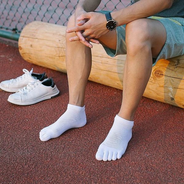 

men's socks 5 pairs solid color black and white toe cotton for spring autumn winter japanese mesh men 62401