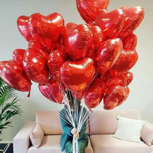 

party decoration 50pcs 18 inch rose gold red foil heart balloons marriage helium inflatable balloon metallic wedding birthday decor gifts