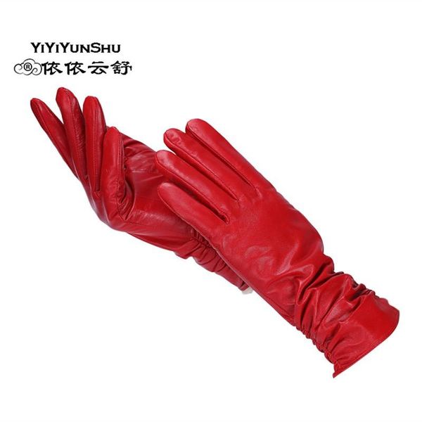 

fingerless gloves yiyiyunshu long real sheepskin for women genuine leather fur cashmere fashion winter thick warm female, Blue;gray