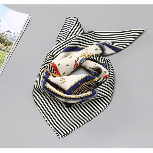 

scarves small square 100% silk scarf bandana neckerchief 21" x, Blue;gray