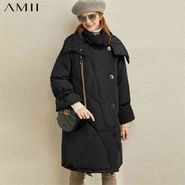 

winter women 90% white duck down jacket female korean loose hooded long sleeve coat 11840221 210527, Black
