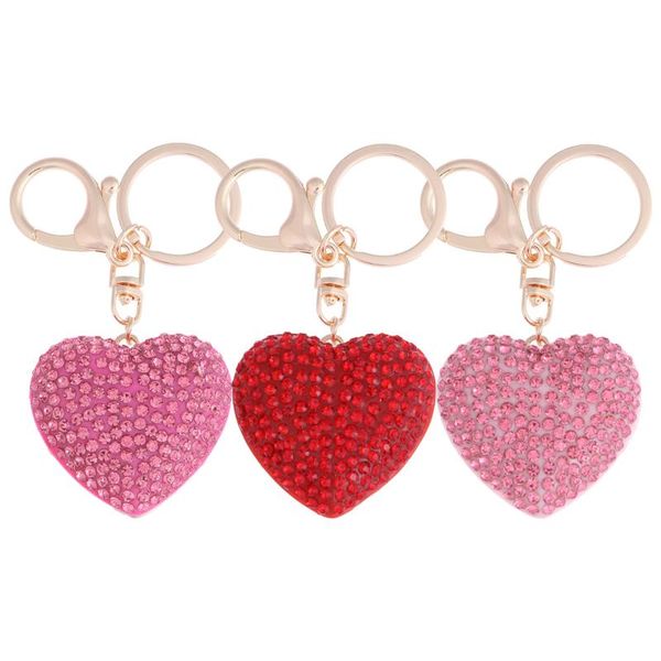 

keychains 3pcs women lady bling heart rhinestone handbag purse keyrings keychain charms for valentine's day friends, Silver