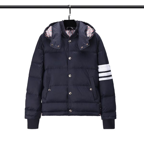 

men's down jacket new thick and warm long-sleeved double-layer windproof white duck down short hooded down jacket coat, Black