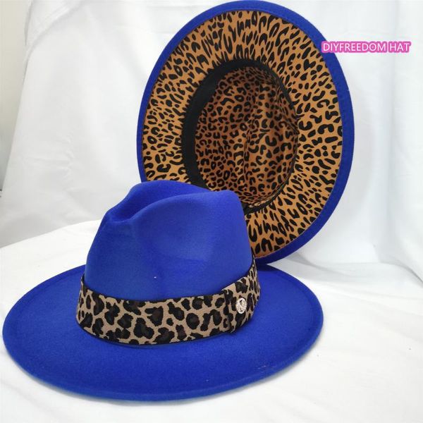 

wide brim hats women fedoras red leopard fedora for men blue bottom felt hat jazz stretch band perfomance, Blue;gray