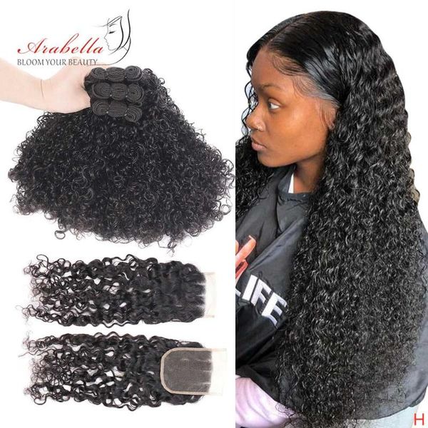 

human hair bulks long 4x4 transparent lace closure with bundles curly brazilian remy 100% weave arabella, Black
