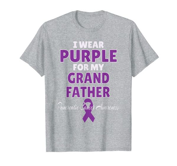 

pancreatic cancer awareness i wear purple for grand father t-shirt, White;black