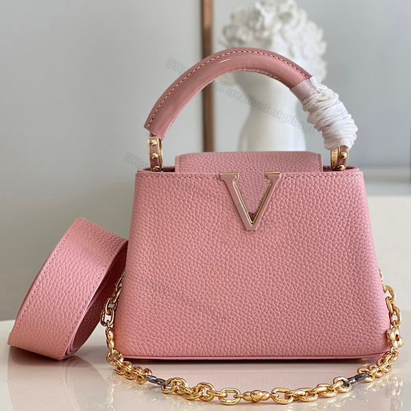 

5a calfskin mini shoulder bags for women totes handbag bag flap letter logo, crossbody designer bags metal rivet snap capuciners 96467 21cm