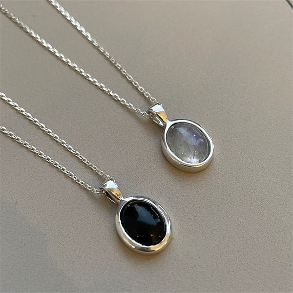 100% 925 стерлингового серебра овальные кошачьи глазные ожерелья для женщин изысканные украшения простое свадебное ожерелье