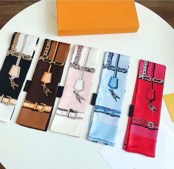 

spring 2021 fashion scarf women's alphabetic print tie hair polyester, Blue;gray