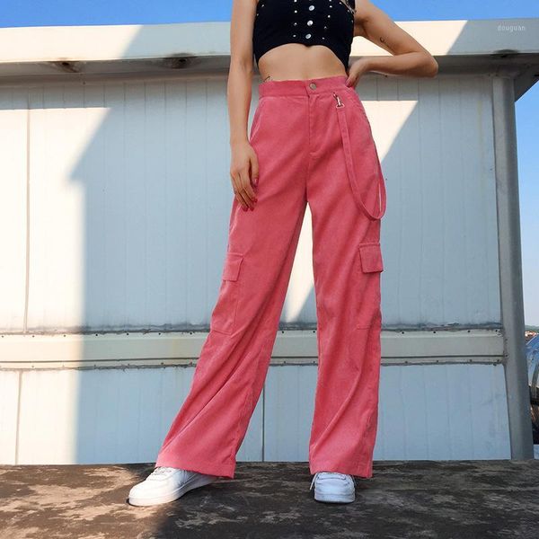 

women's pants & capris corduroy wide leg 2021 arrivals street racket drape high waist loose slim straight casual, Black;white