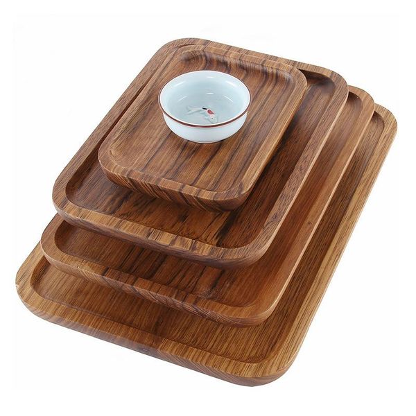 

dishes & plates rectangle wooden plate diy wood tea tray serving snack fruit dessert dinner breakfast bread tableware set