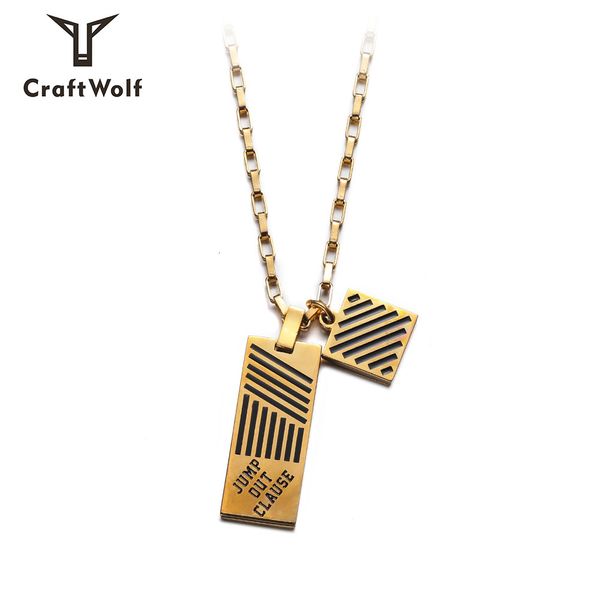 

titanium steel necklace with stripe letter jump out clause, Silver