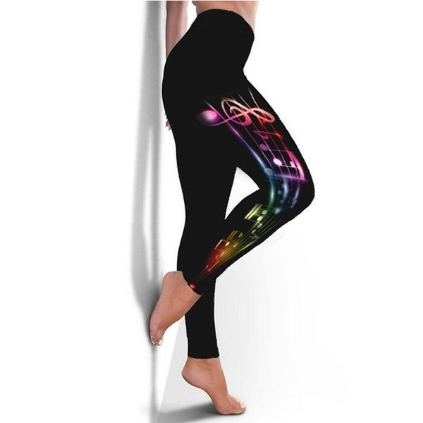 

women's pants & capris elegant 3d music print high waist for women spring autumn fashion tights trousers ladies casual seamless sportsw, Black;white