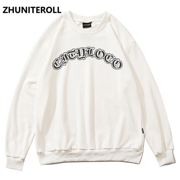 

men's hoodies & sweatshirts fashion harajuku 2021 paisley letter print crewneck sweatshirt hip hop tracksuit men punk couple autumn clo, Black