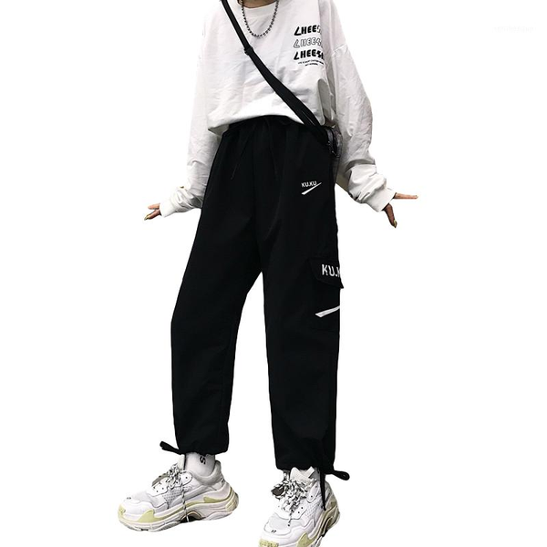 

sweatpants women harajuku casual cargo pants korean students street fashion autumn and spring regular overalls women's & capris, Black;white