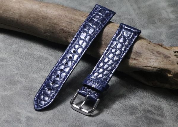 

watch bands handmade genuine leather band strap blue bracelet 20mm watchbands men women alligator, Black;brown
