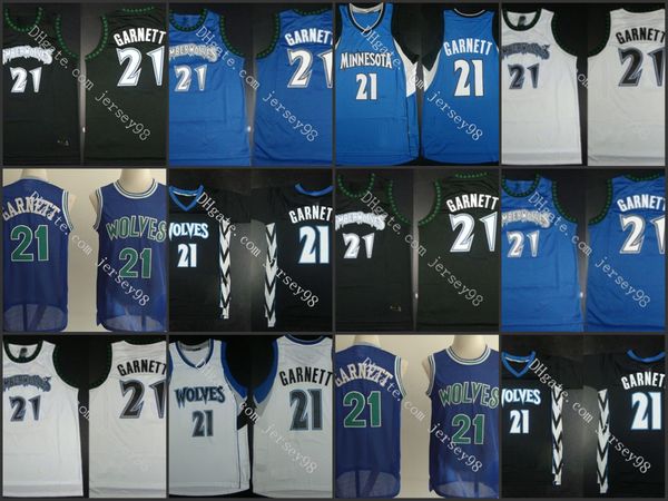 

minnesota timberwolves men #21 kevin garnett retro basketball jersey, Black
