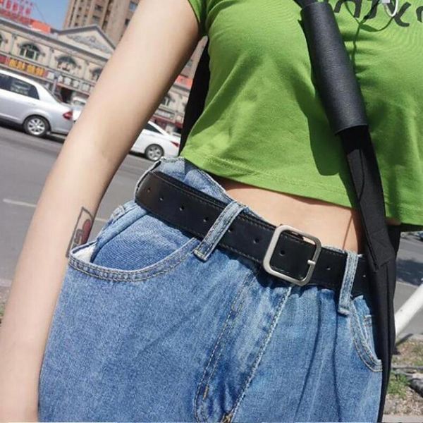 

belts women's belt fashion women female faux leather for holes black pin buckles fancy vintage jeans, Black;brown