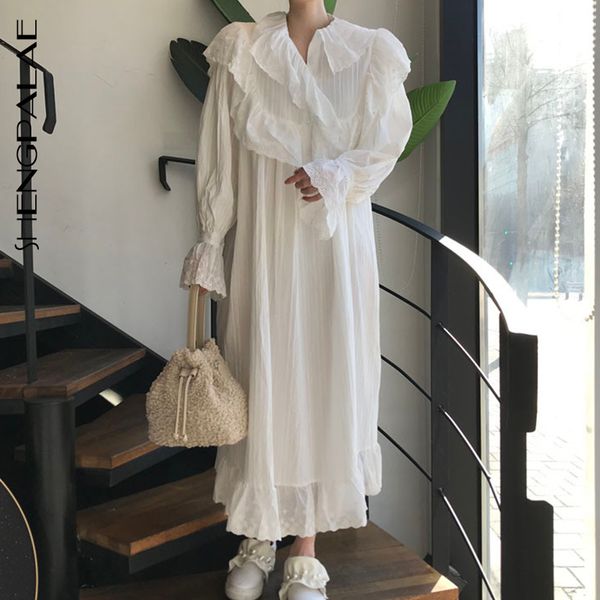 

casual dresses spring women vintage loose high waist slim was thin elegant ruffle stitching and pleating maxi dress a5ny, Black;gray