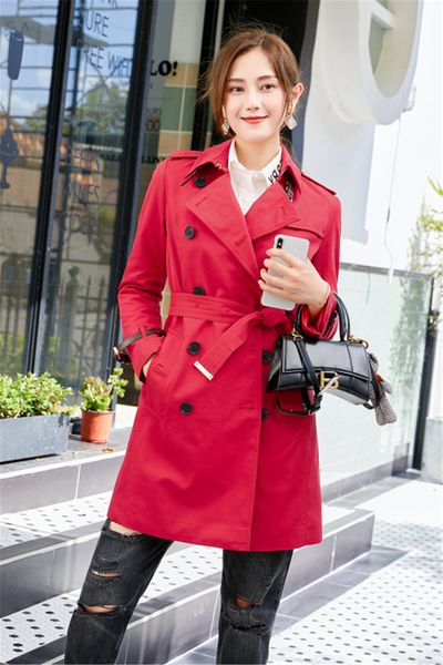 

women's trench coats long classic windbreaker waterproof british high-end english style autumn winter gabadian solid color size coat d7, Tan;black