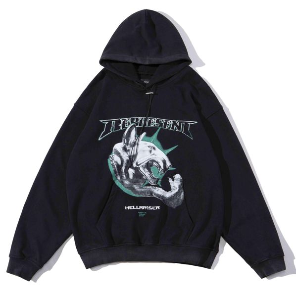 

men vintage black printed hoodies sweatshirt oversize women novelty fleece hoode sweatshirts men's coat