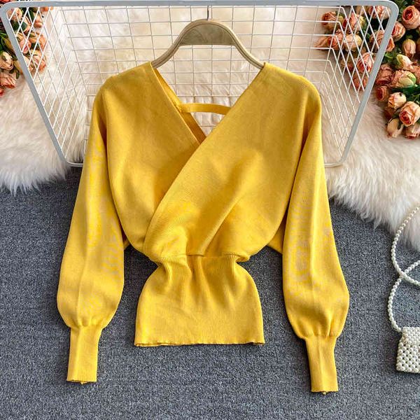 

women's sweaters knitted shirt with singreiny design, women's sweater, bat sleeve, turtleneck v, elastic, fair, autumn, korean, st, White;black